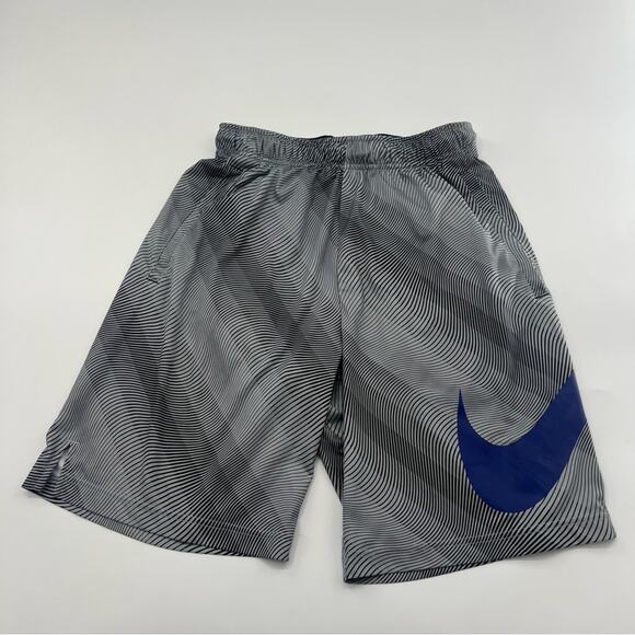 Nike Men’s Basketball Shorts Gray with Blue Swoosh Logo - Picture 1 of 7